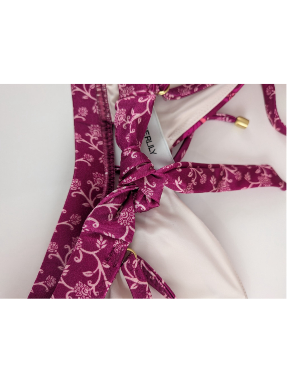 Tigerlily Magenta Pink Printed Floral Bikini Top Large - Picture 4 of 9